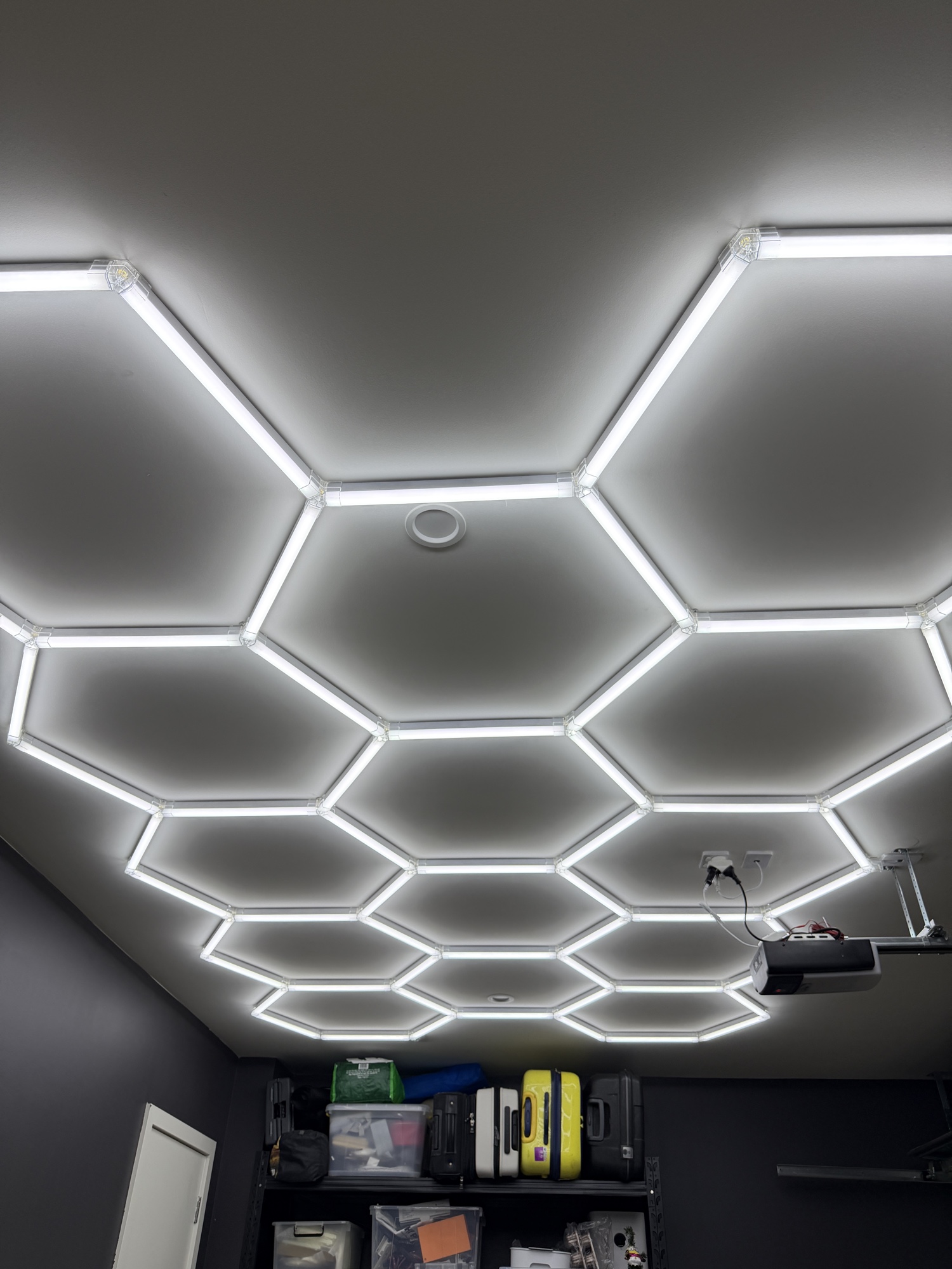 Hexagon garage lighting installed for a Mooroolbark garage or workshop