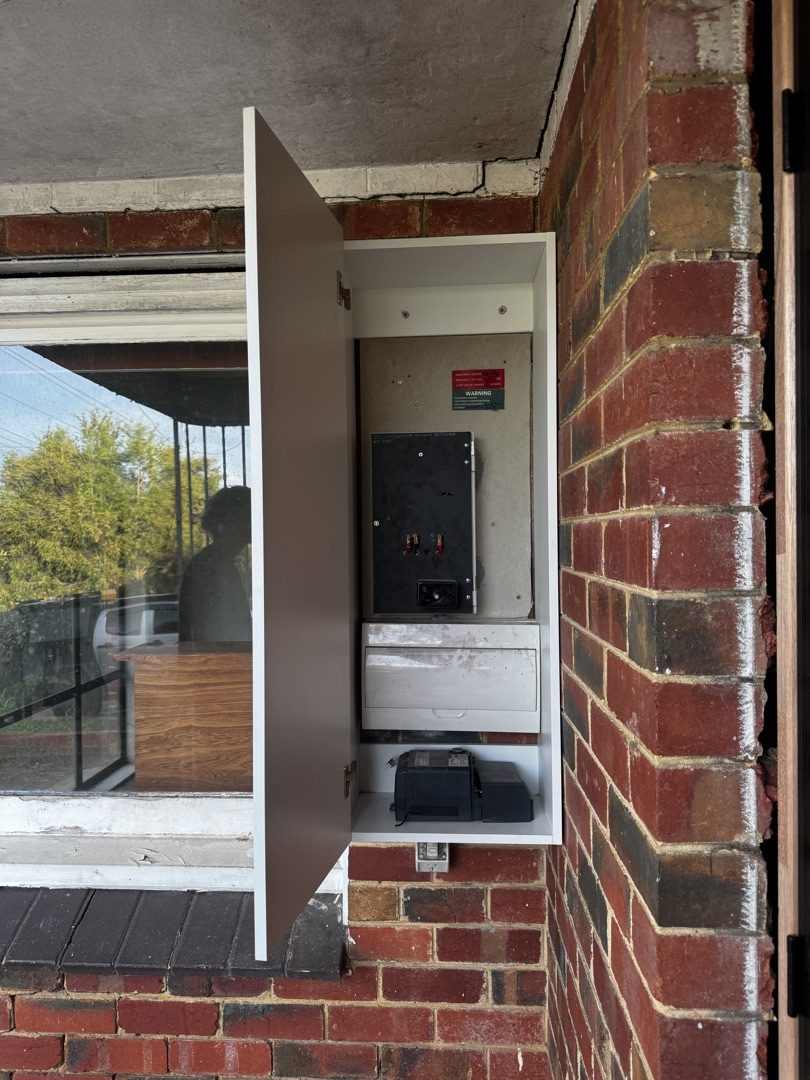 Electrical meter cabinet inspected during a Certificate of Electrical Safety assessment in Melbourne