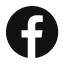 Facebook logo in black inside a black circle on a white background.