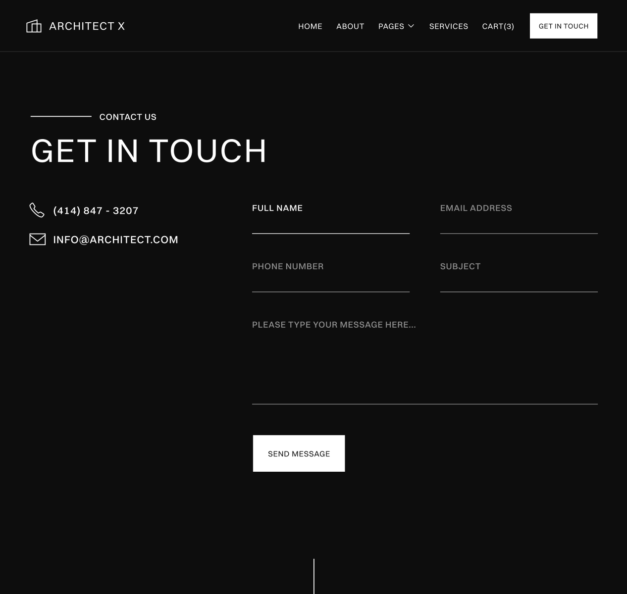 Contact V1 - Architect X Webflow Template