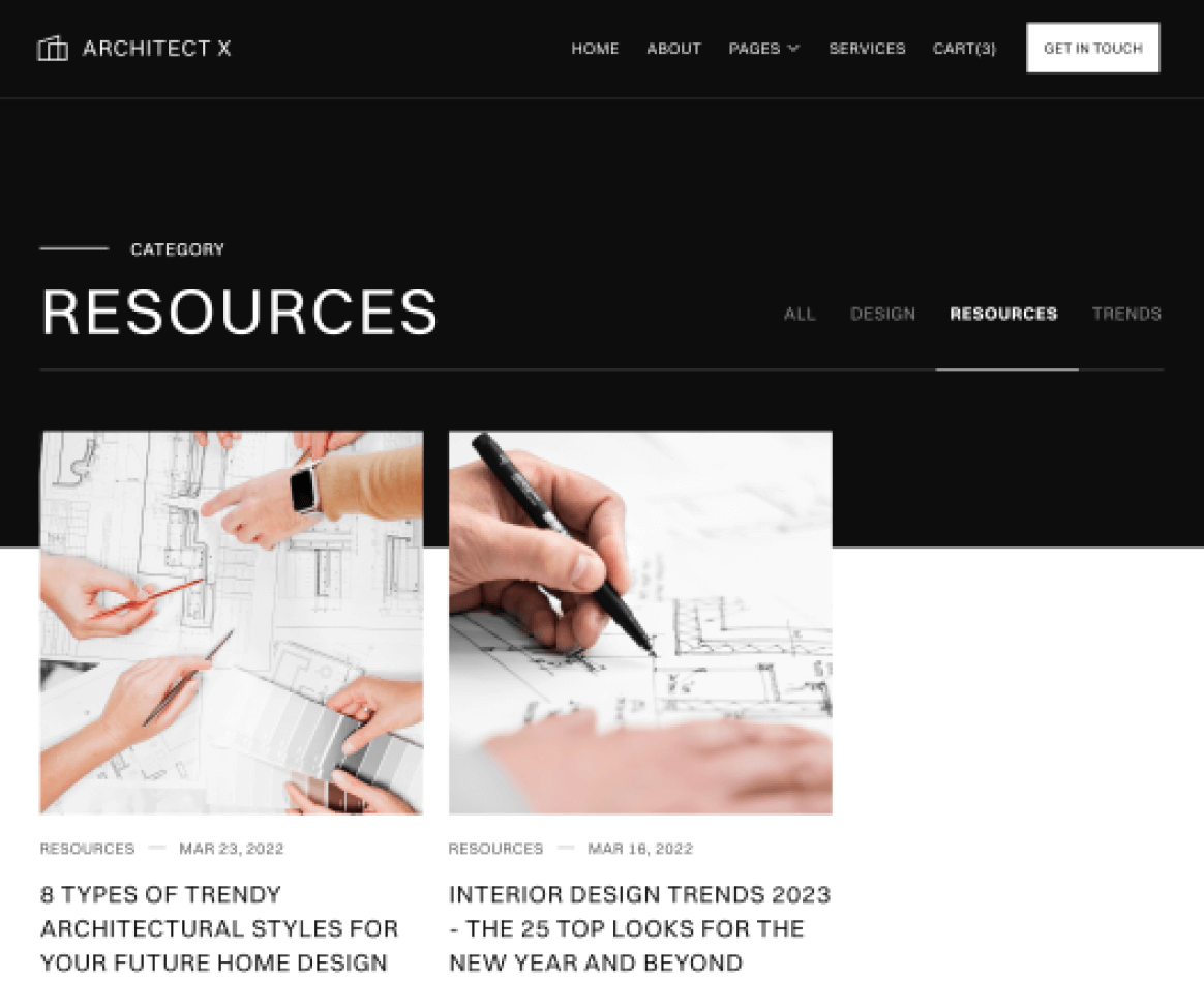 Blog Category - Architect X Webflow Template
