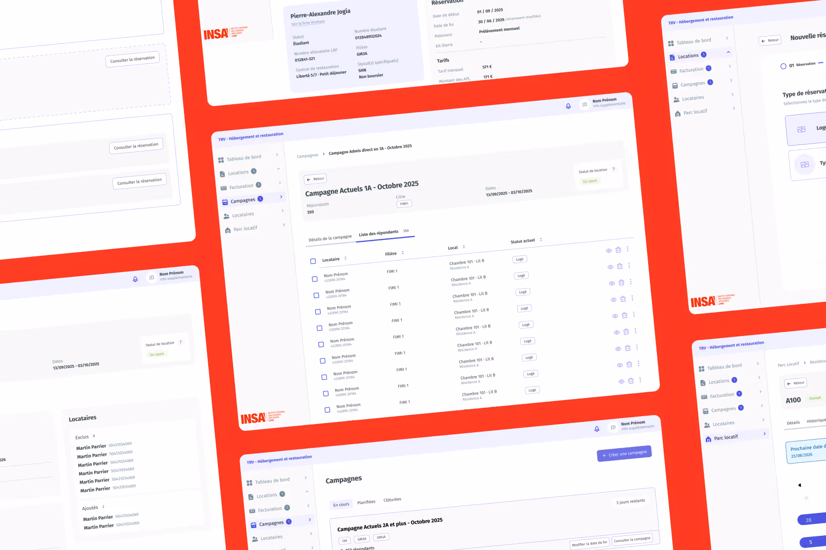 Illustrations des wireframes du projet de l'INSA