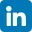 LinkedIn logo in white on a blue square background.