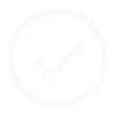 White checkmark inside a white circle on a black background.