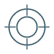 Red circular target crosshair on a black background.