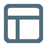 Icon of a calendar or schedule with two blocks inside a rounded square outline.