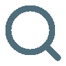 Red magnifying glass icon on white background.