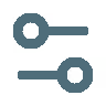Red network icon with two connected nodes by a horizontal line.