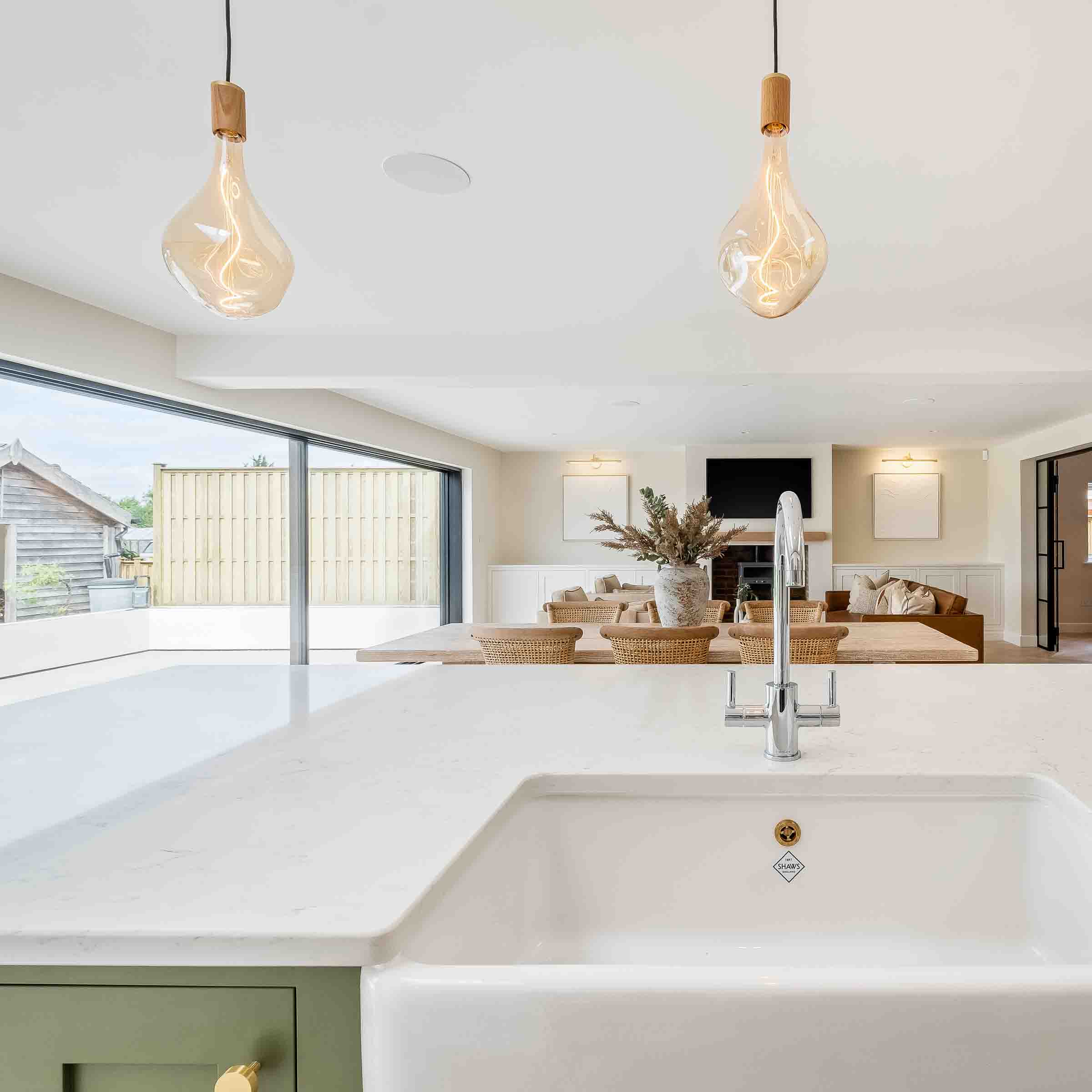 Handcrafted natural stone kitchen worktop designed and installed by Coulon Stone