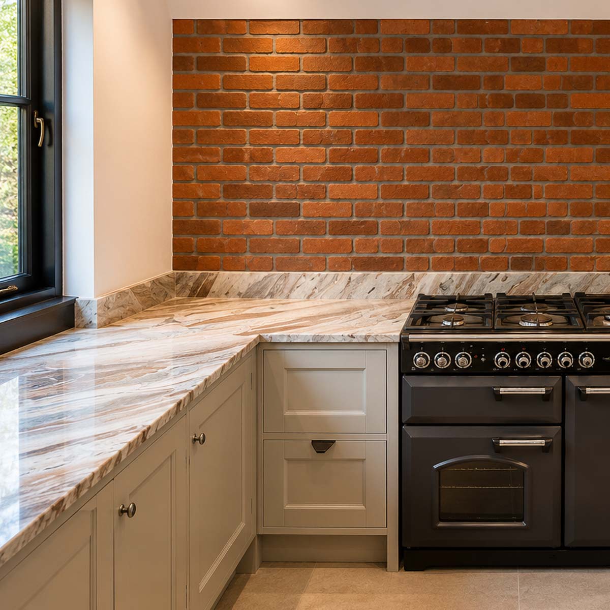 Handcrafted natural stone kitchen worktop designed and installed by Coulon Stone