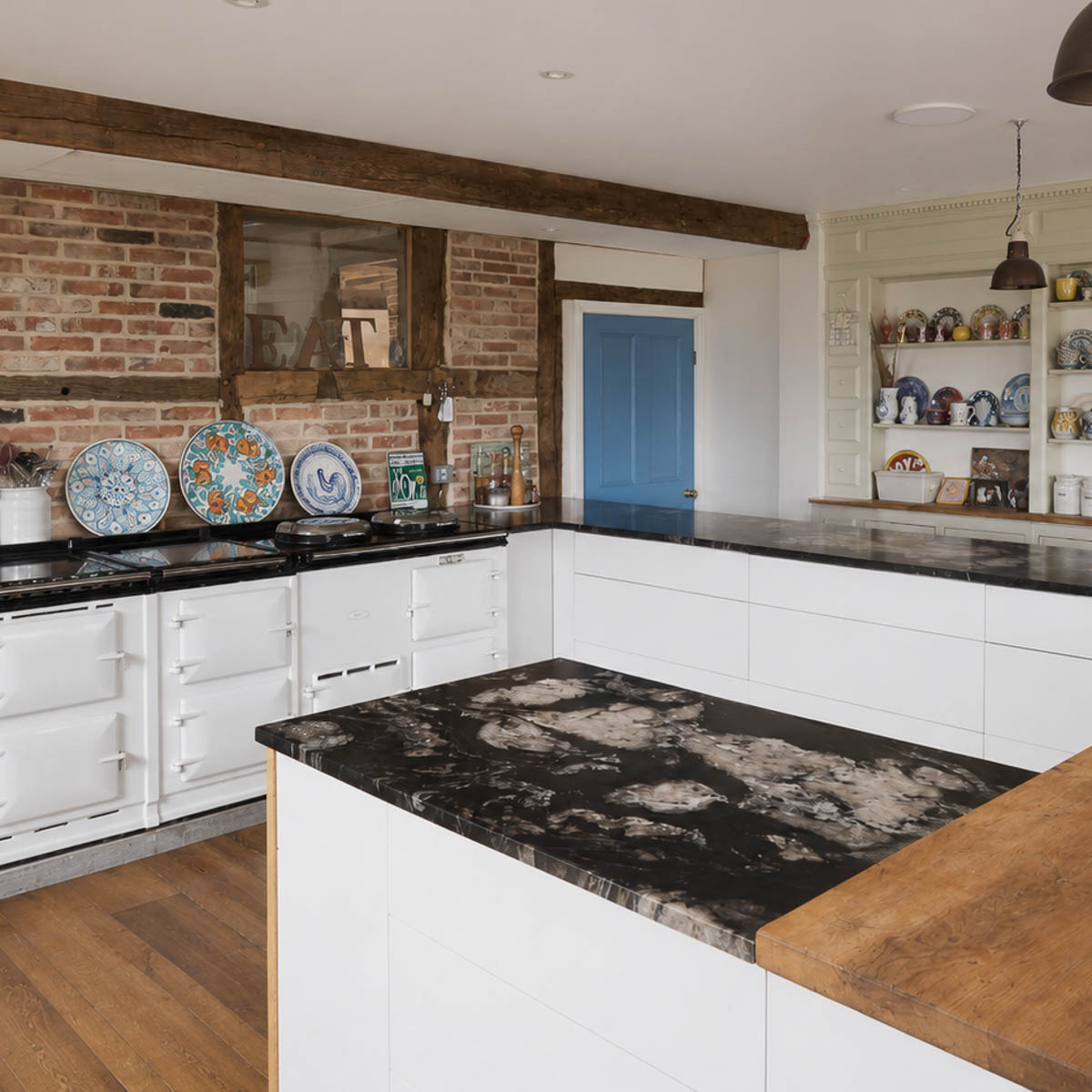 Handcrafted natural stone kitchen worktop designed and installed by Coulon Stone