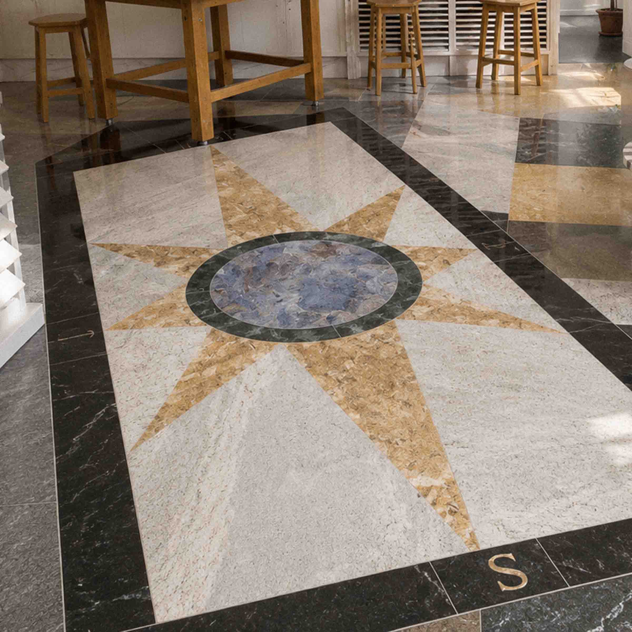 Handcrafted natural stone flooring designed and installed by Coulon Stone