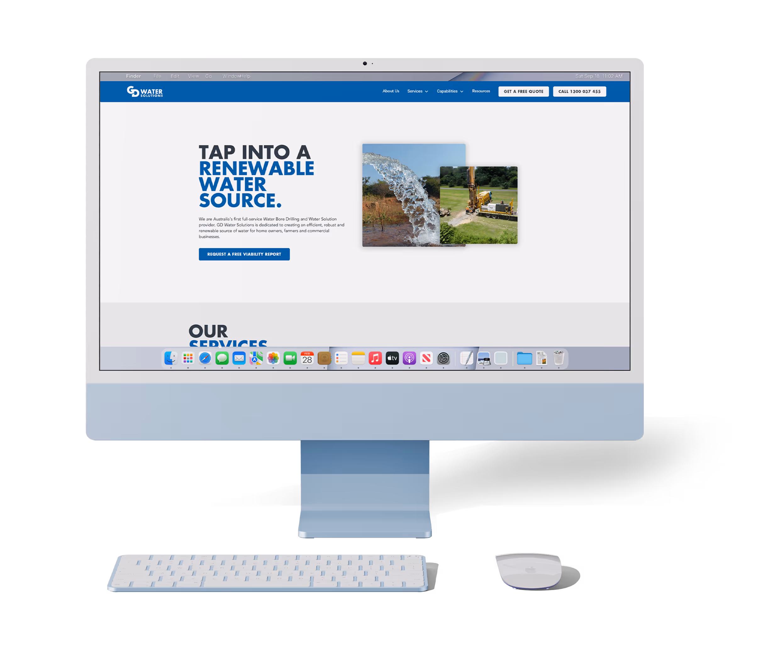 Mockup of the GD Water Solutions Website