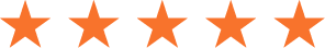 Five orange stars in a horizontal row on a black background.