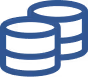 Icon of two dark blue stacked coins representing money or currency.