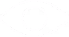 Simple white outline of a human eye on a transparent background.