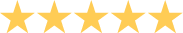 A row of five gold stars representing a five-star rating.