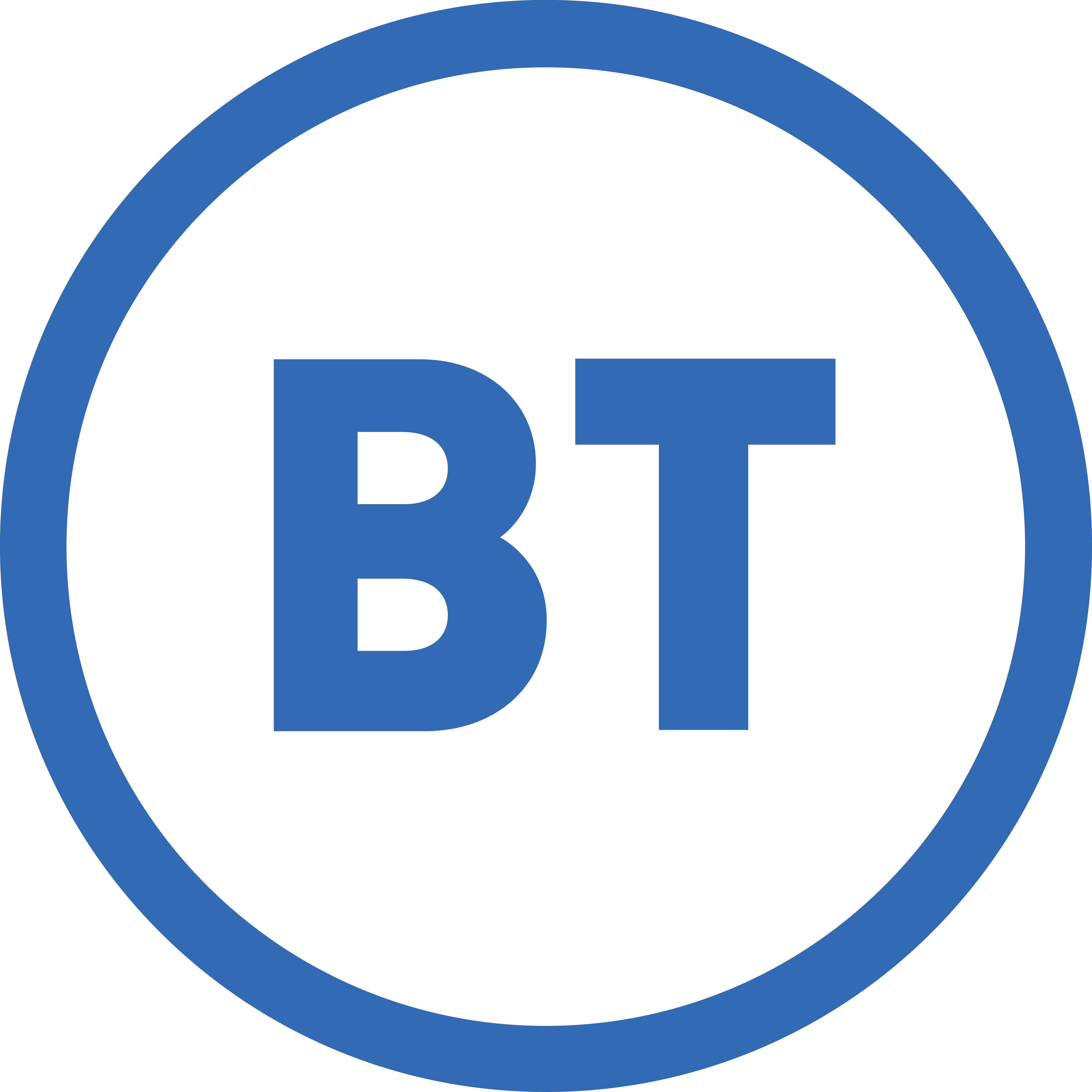 Blue capital letters 'BT' inside a blue circle on a transparent background.