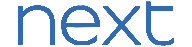 The word 'next' written in lowercase blue letters.