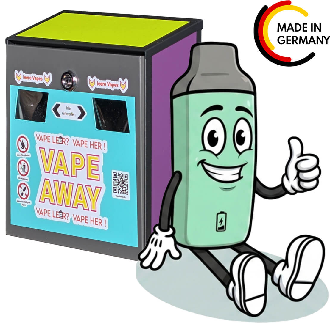 Die VapeAway Recycling-Systeme im Vergleich – Die Indoor-Box für den Verkaufsstresen und die wetterbeständige Outdoor-Box für den Außenbereich von Schulen und Kommunen