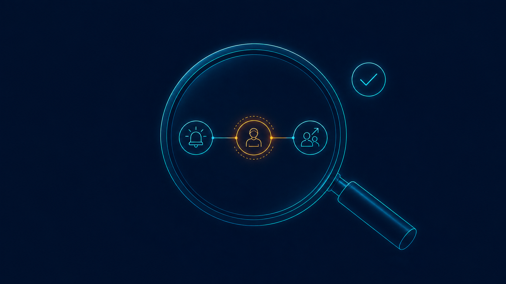 Magnifying glass examining alert routing, ownership, and escalation.