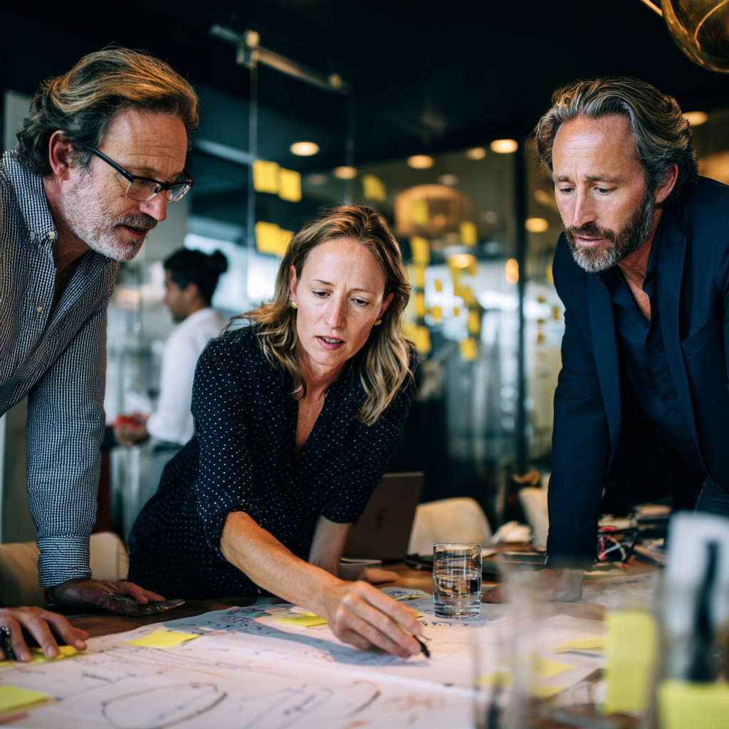 Mixed group of professionals working on a project