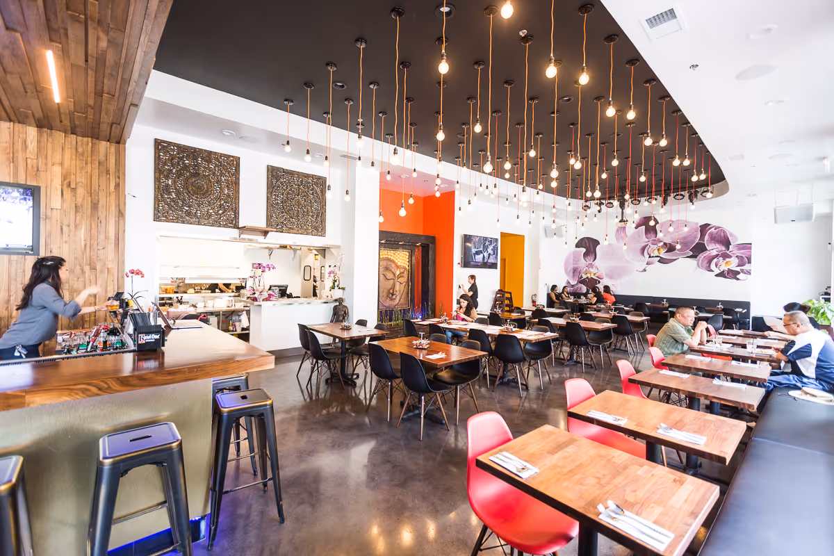 Coffee shop with tables and chairs