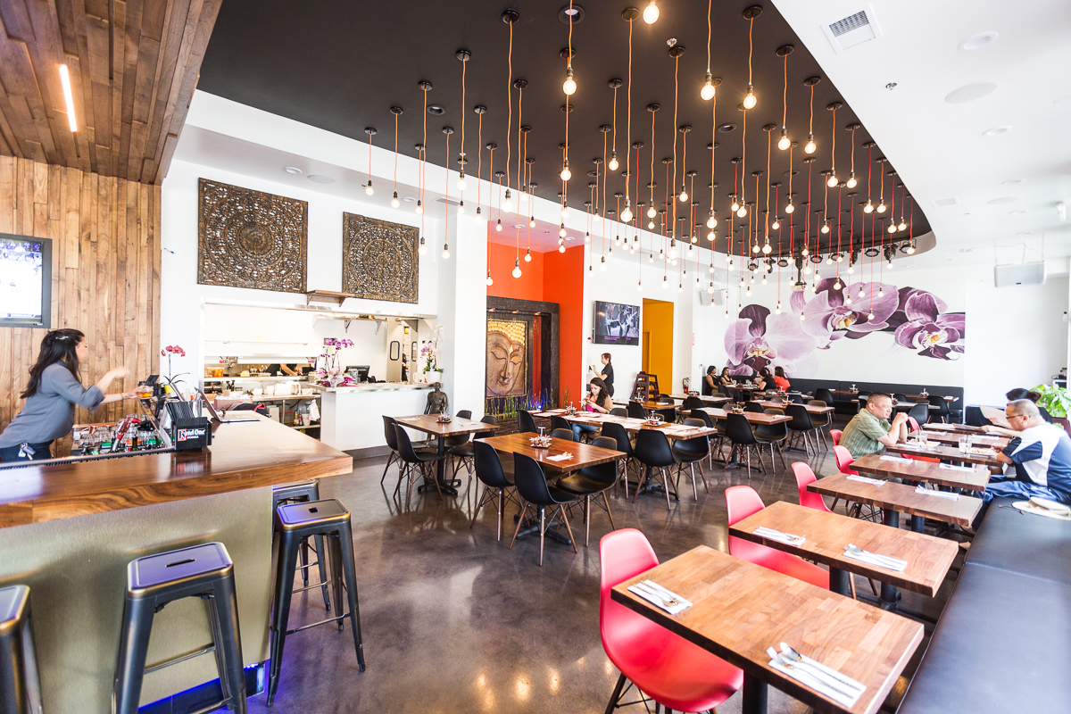 Coffee shop with tables and chairs