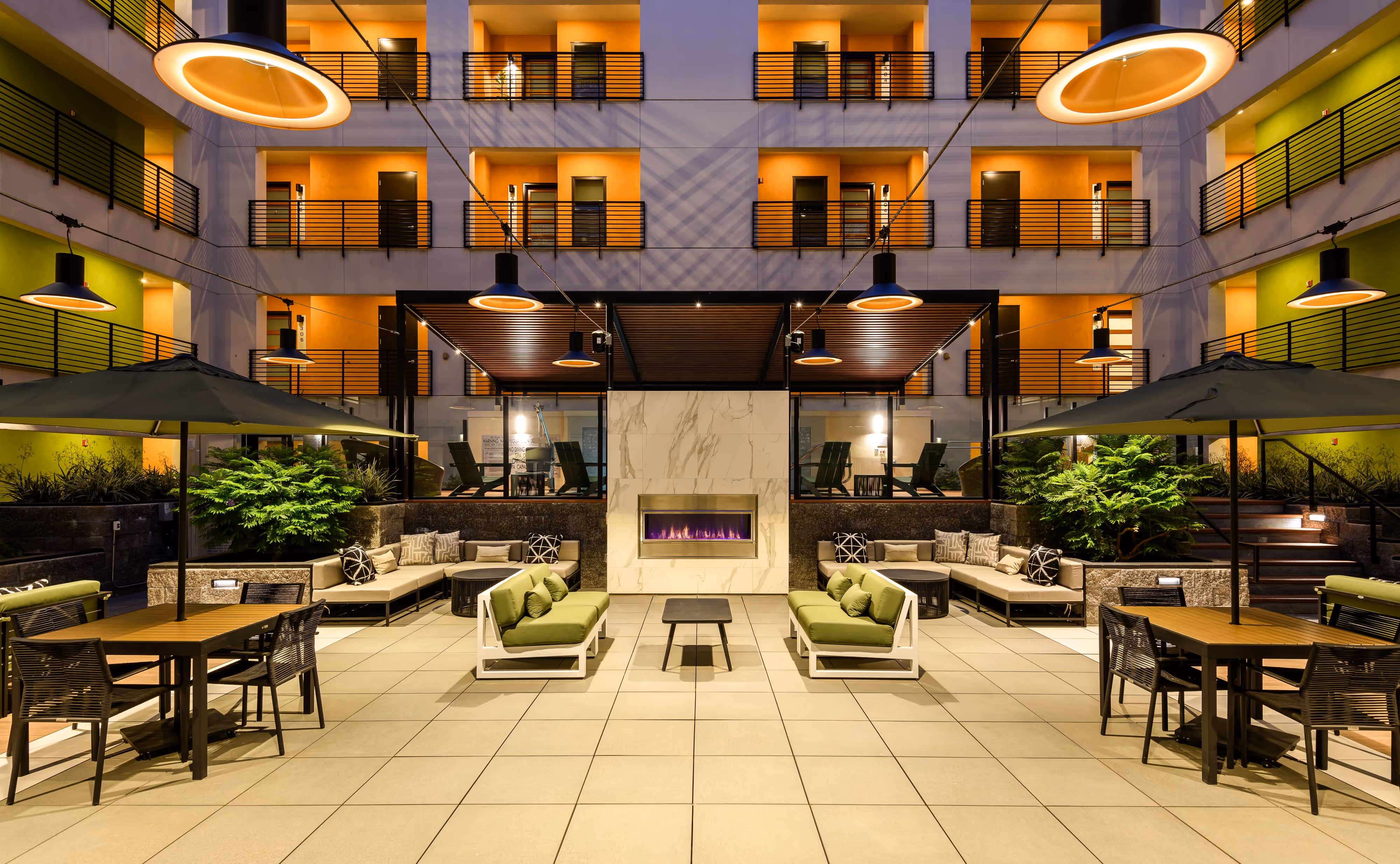 Courtyard interior with seating