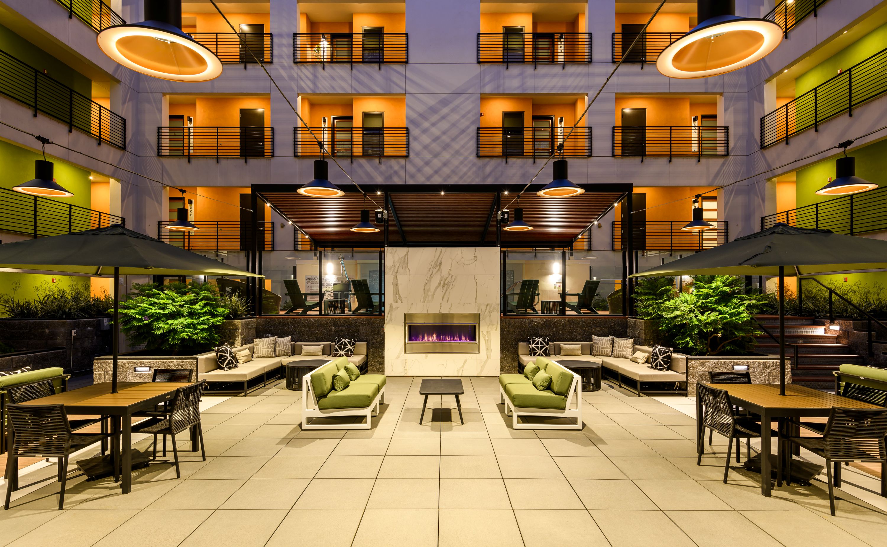 Courtyard interior with seating