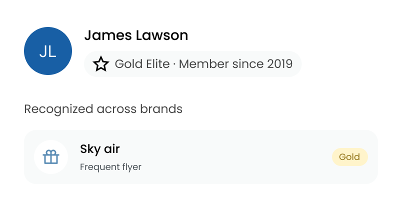 Loyalty member recognized across brands with Gold Elite status