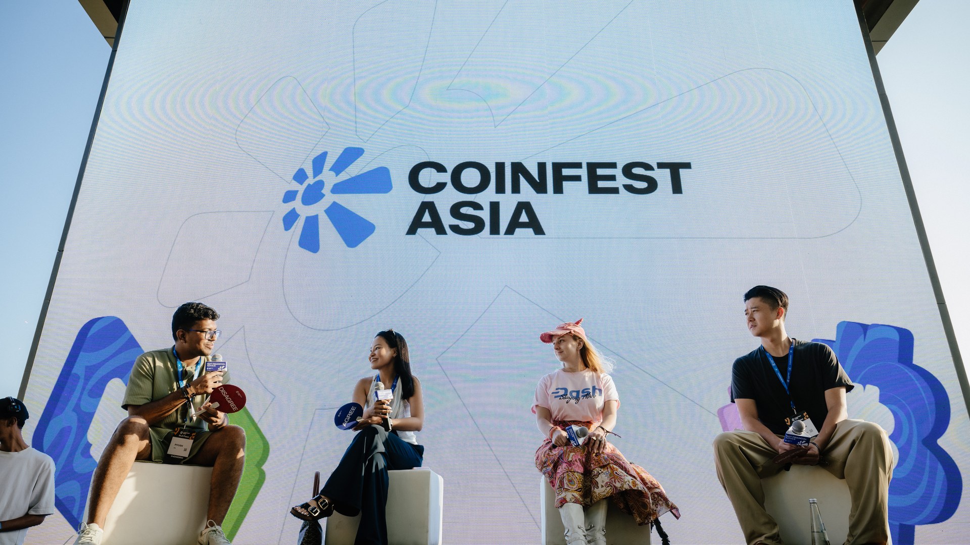 The Coinfest Asia 2026 main stage at Melasti Beach in Bali during the Southeast Asia adoption panel