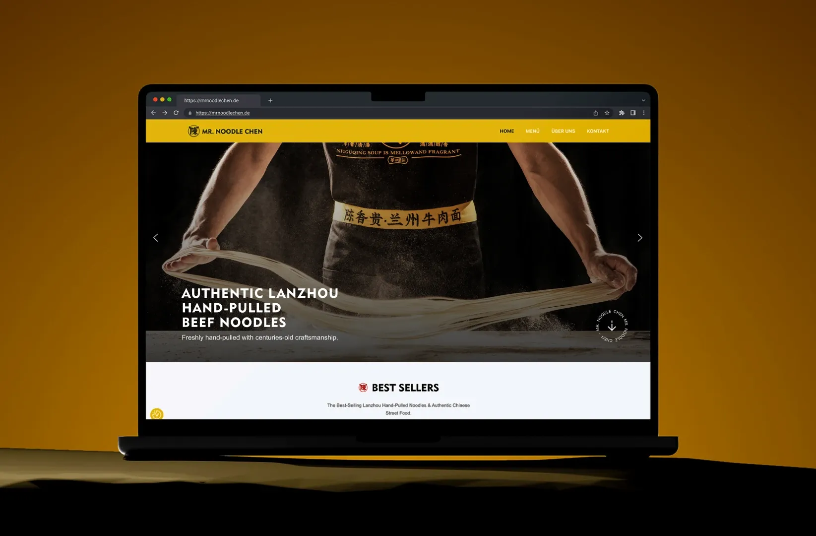 Mr. Noodle Chen Noodle Brand Website - laptop mockup