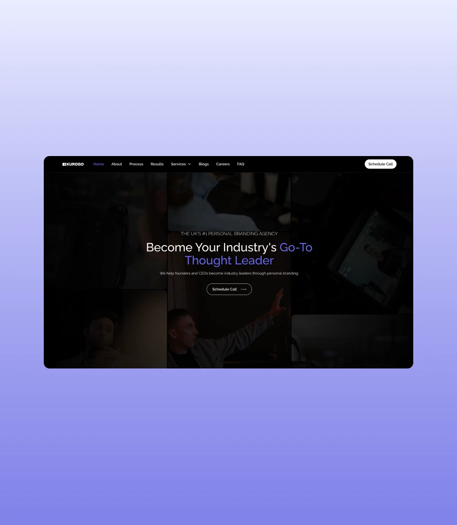 Kurogo personal branding agency website homepage, designed and developed by FURO.