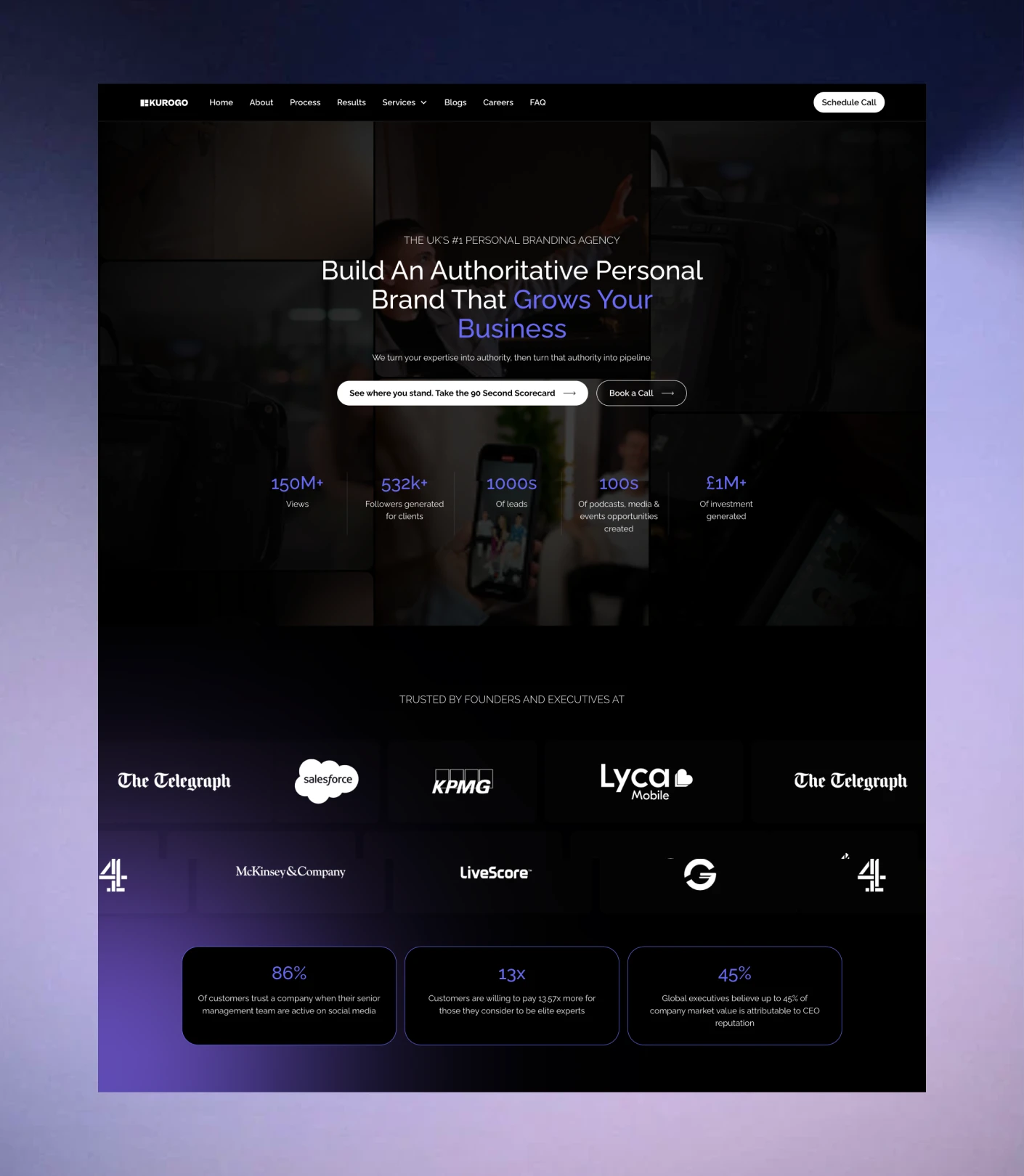 Kurogo personal branding agency website homepage, designed and developed by FURO.