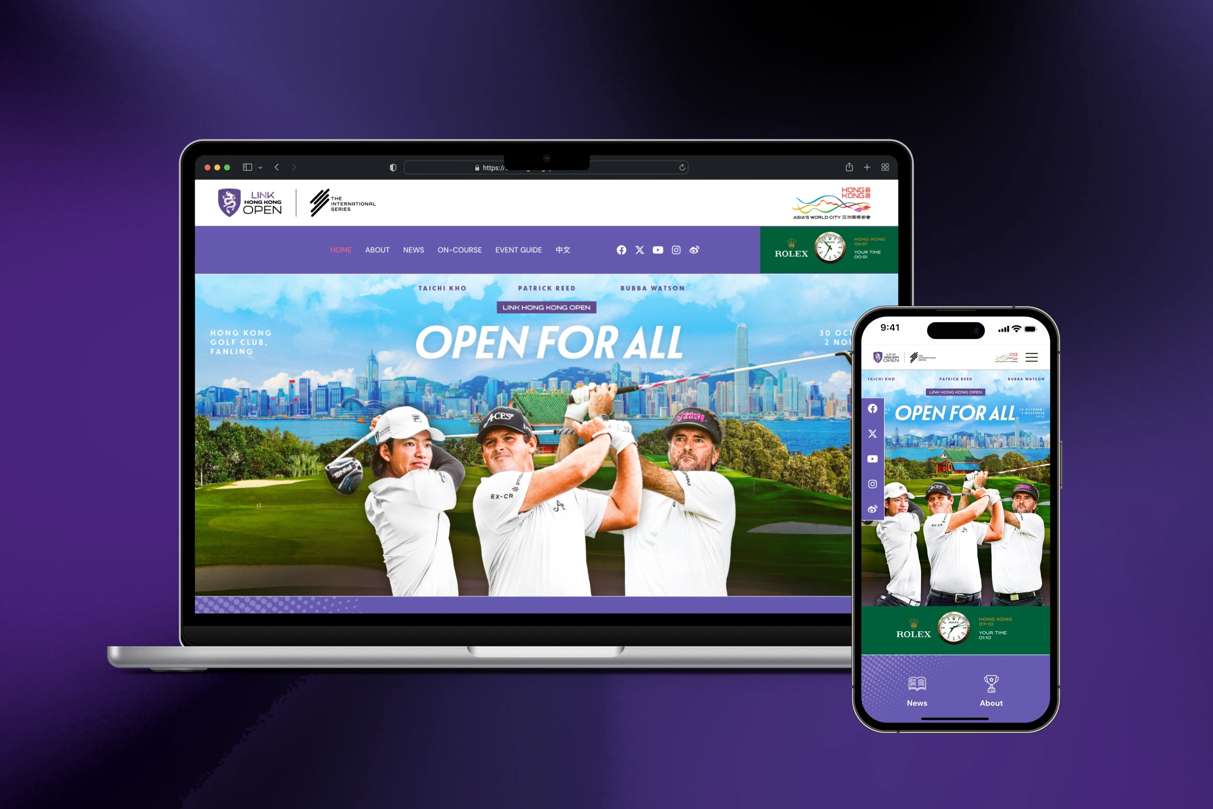 HongKong Golf Open website homepage, designed and developed by FURO.