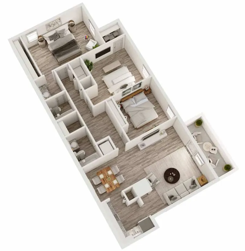 Berry Falls C2R 3-bedroom large layout living room with natural light