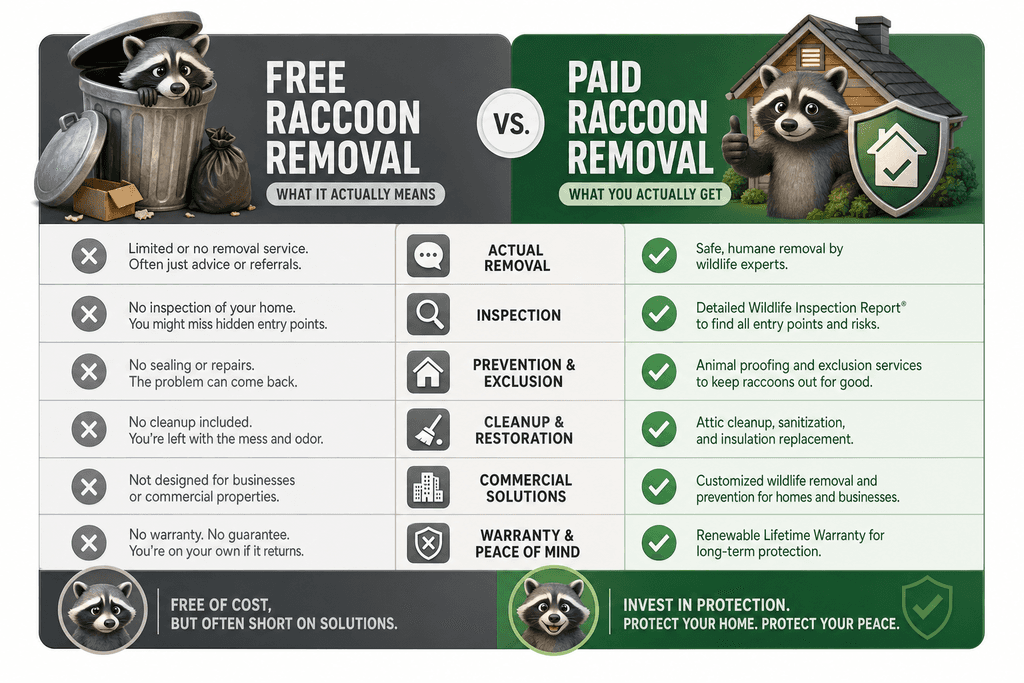 What Free Raccoon Removal Actually Means
