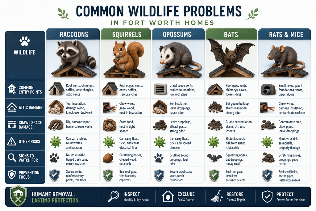 Common Wildlife Problems in Fort Worth Homes