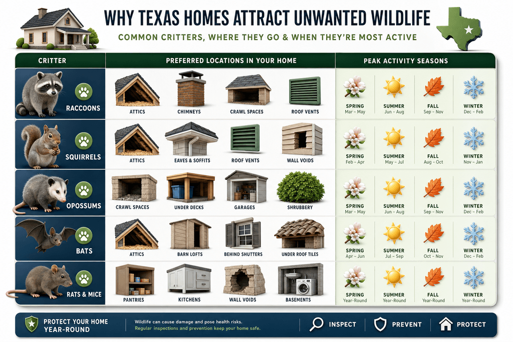 Why Texas Homes Attract Unwanted Wildlife