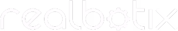 Realbotix brand logo with stylized lowercase letters in white.