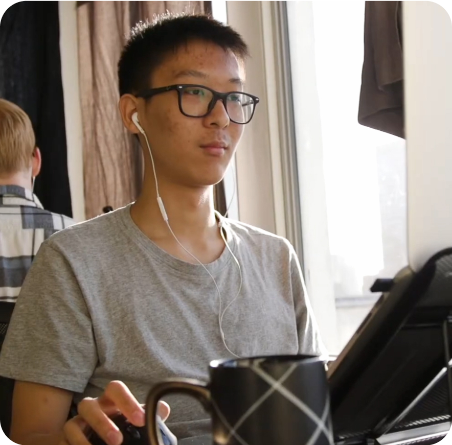 Student with his computer