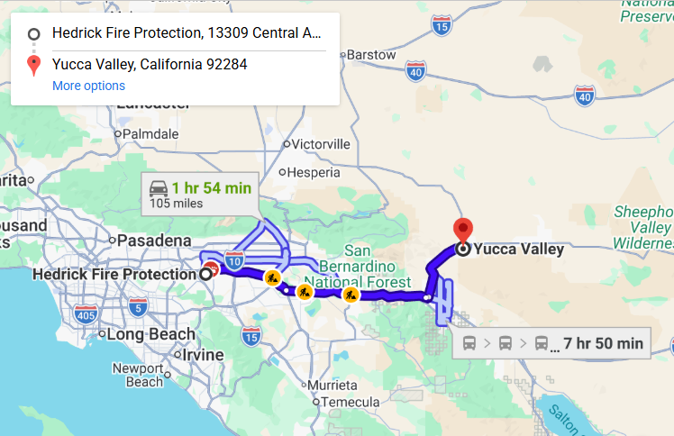Map of fire protection service area in Yucca Valley
