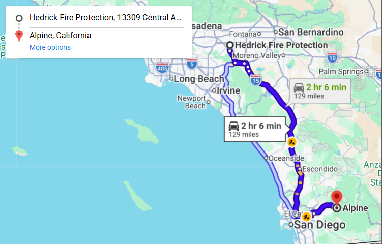 Map of fire protection service area in Alpine