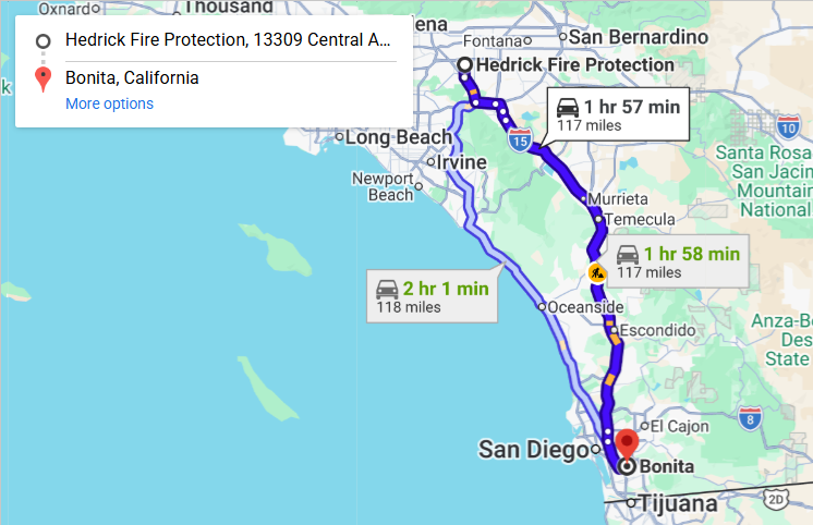 Map of fire protection service area in Bonita
