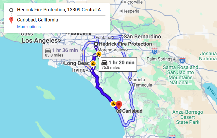 Map of fire protection service area in Carlsbad