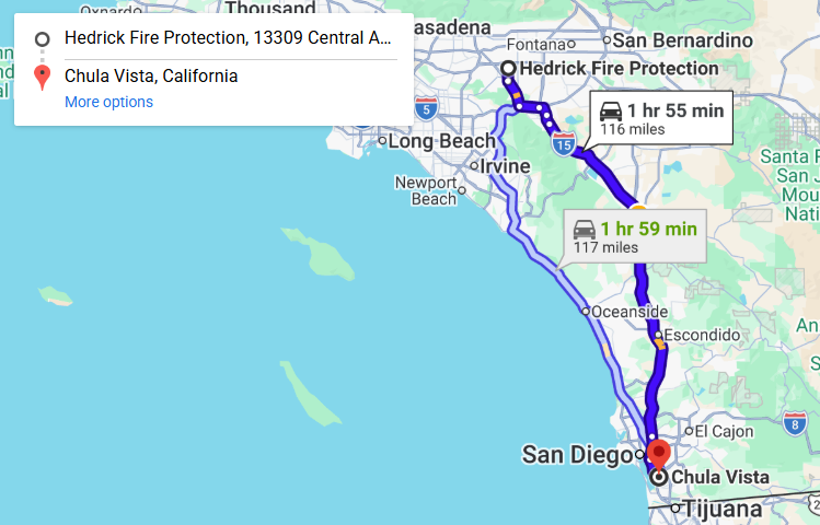 Map of fire protection service area in Chula Vista