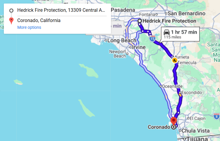 Map of fire protection service area in Coronado