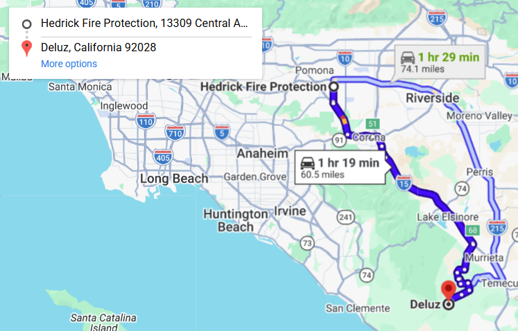 Map of fire protection service area in De Luz
