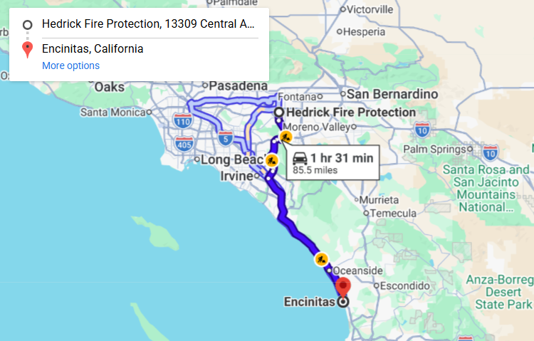Map of fire protection service area in Encinitas